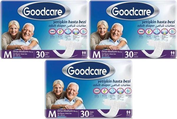 Goodcare Hasta Bezi Yetişkin Bel Bantlı Tekstil Yüzey M Medium - Orta 90 Adet (3Pk x 30) - Image 1