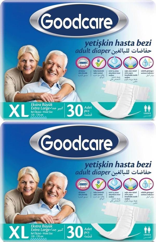 Goodcare Hasta Bezi Yetişkin Bel Bantlı Tekstil Yüzey Xl Extra Large - Ekstra Büyük 60 Adet (2Pk x 30) - Image 1