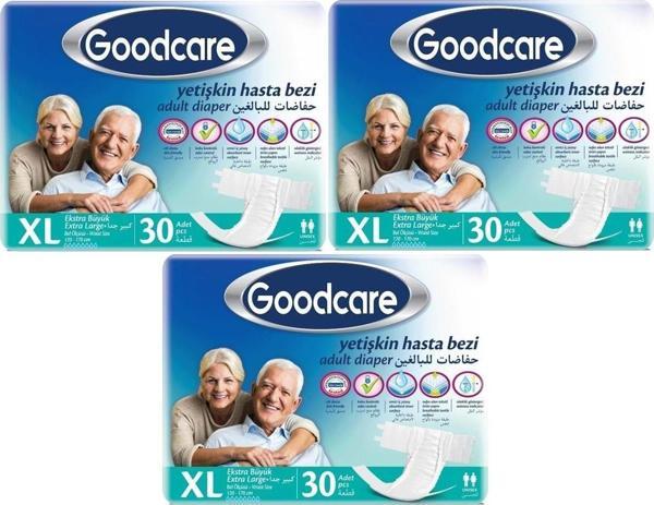 Goodcare Hasta Bezi Yetişkin Bel Bantlı Tekstil Yüzey Xl Extra Large - Ekstra Büyük 90 Adet (3Pk x 30) - Image 1