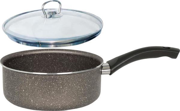 Mehtap Granit Kaçerola 18 CM Sosluk Cam Kapaklı - Image 1