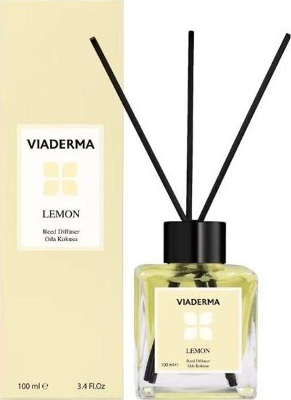 Viaderma Kare Şişe Limon Esansı Bambu Çubuklu Oda Kokusu 100 ml - Image 1