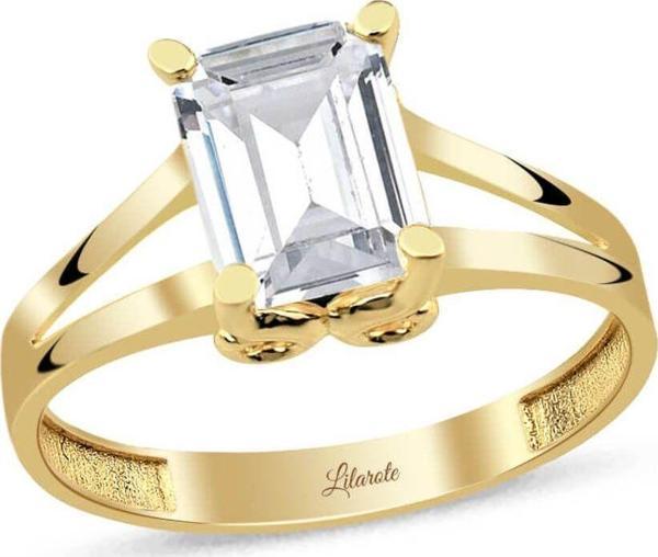 Lilarote Pırlanta Çift Kol Altın Baget Yüzük 14 K - Image 1