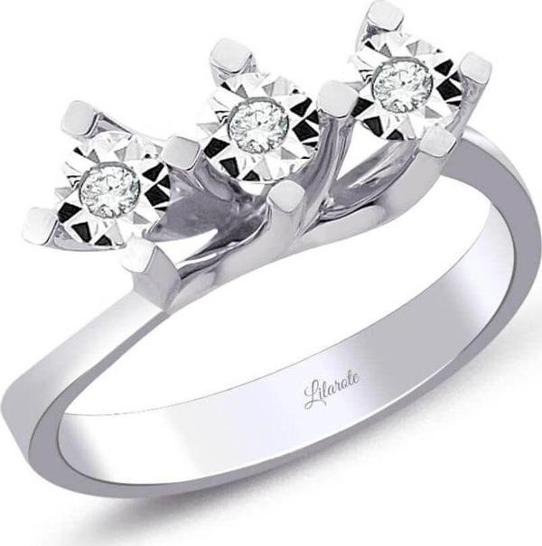 Lilarote Pırlanta 0.15 Ct Pırlanta Üçtaş Lazerli Yüzük - Image 1