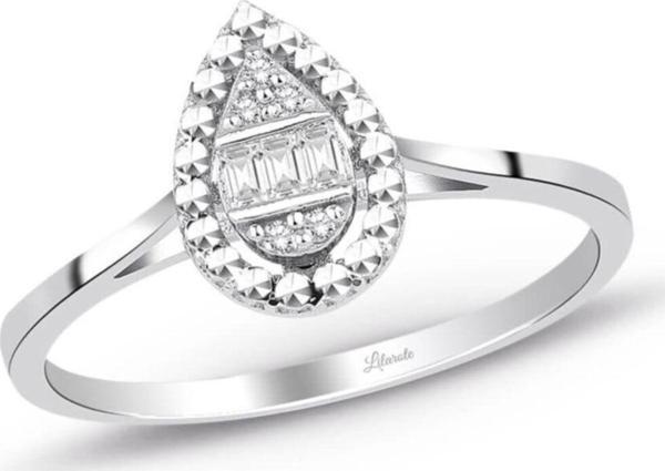 Lilarote Pırlanta 0.06 Ct. Modern Tasarım Baget Pırlanta Yüzük - Image 1
