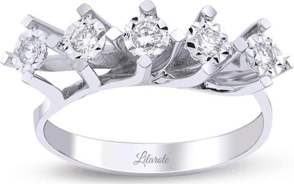 Lilarote Pırlanta 0.27 Ct Lazerli Beştaş Pırlanta Yüzük - Image 1