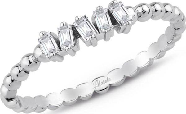 Lilarote Pırlanta 0.13 Ct. Modern Tasarım Baget Pırlanta Yüzük - Image 1