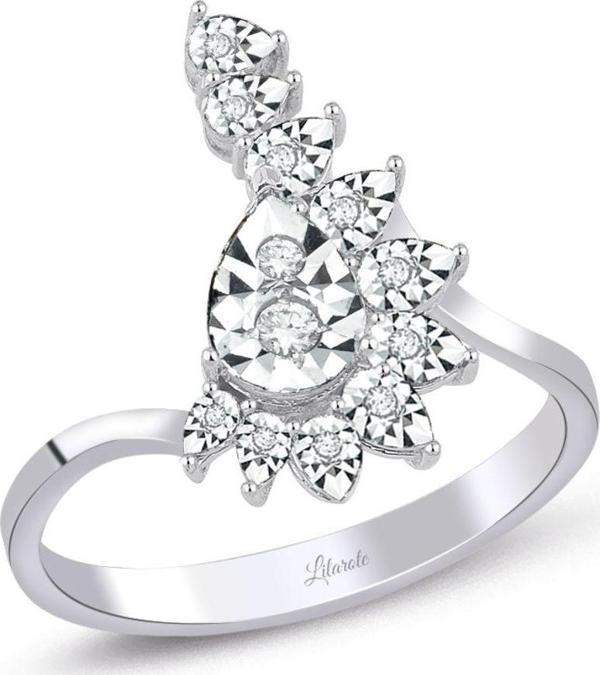 Lilarote Pırlanta 0.13 Ct. Damla Taç Modern Tasarım Pırlanta Yüzük - Image 1