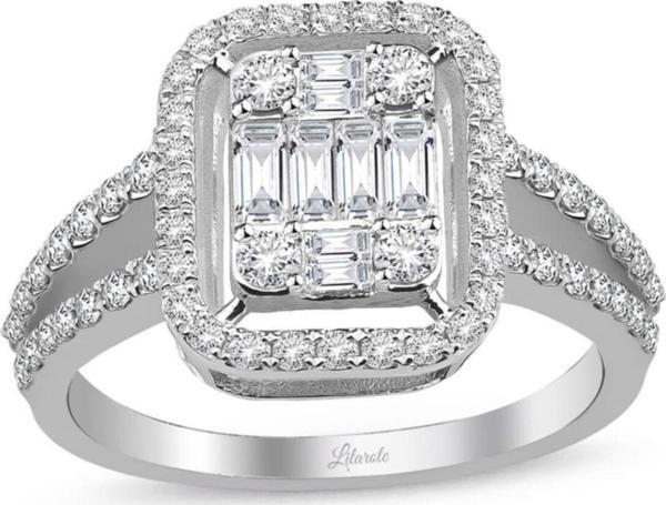 Lilarote Pırlanta Lilarote 0.85 Ct Baget Pırlanta Modern Tasarım Yüzük - Image 1
