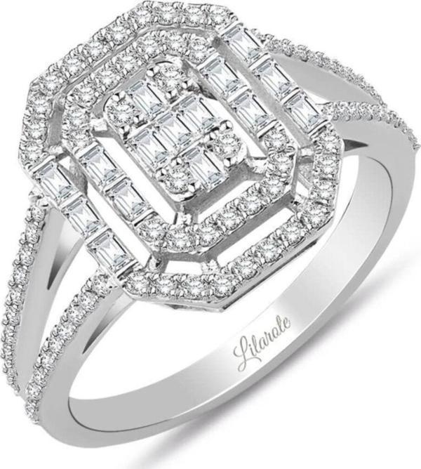 Lilarote Pırlanta Kadın Beyaz 0.75 Ct Kare Tektaş Yüzük - Image 1