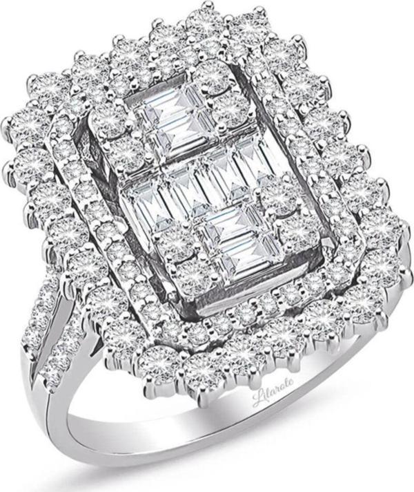 Lilarote Pırlanta Kadın Beyaz Altın 2.04 Ct Baget Pırlanta  Yüzük - Image 1