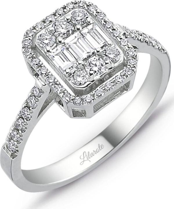 Lilarote Pırlanta 0.60 Ct Modern Tasarım Baget Kare Tektaş Yüzük 18K - Image 1