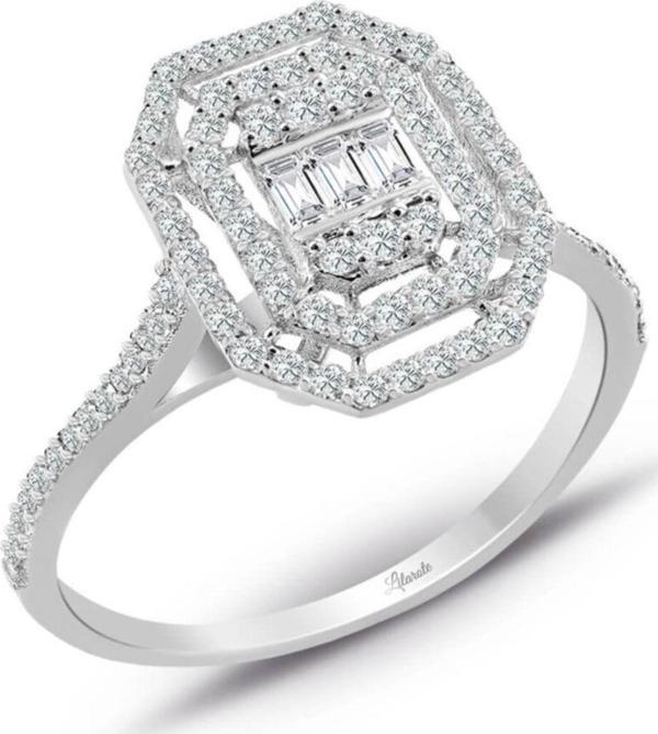 Lilarote Pırlanta 0.45 Ct Modern Tasarım Baget Kare Tektaş Yüzük - Image 1