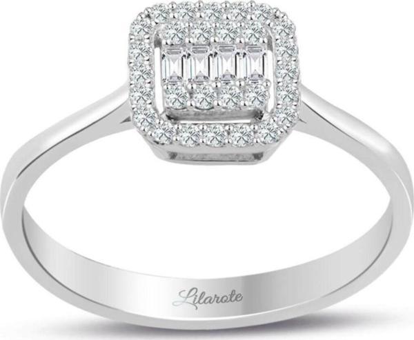 Lilarote Pırlanta 0.25 Ct Modern Tasarım Baget Kare Tektaş Yüzük - Image 1