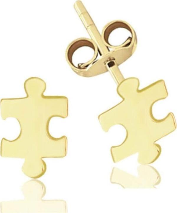 Lilarote Pırlanta Altın Taşsız Puzzle Küpe - Image 1