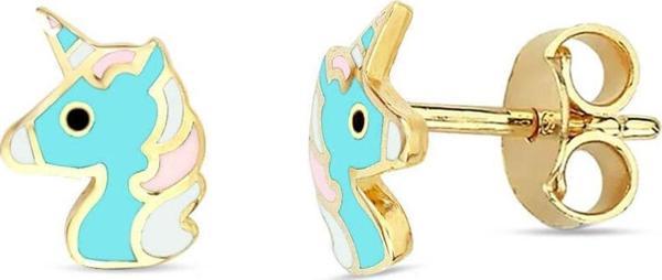 Lilarote Pırlanta Unicorn Çocuk Altın Küpe - Image 1