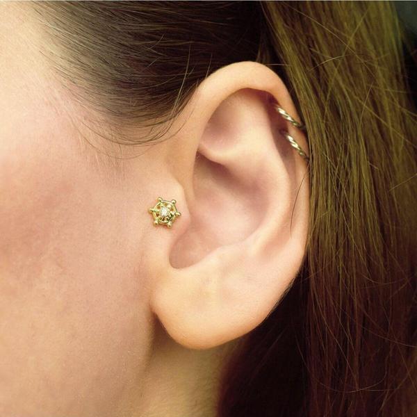 Lilarote Pırlanta Gemi Dümeni Tragus Küpe - Image 1