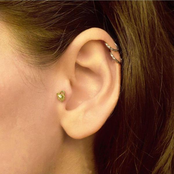 Lilarote Pırlanta Taşlı Yunus Balığı Tragus Küpe - Image 1