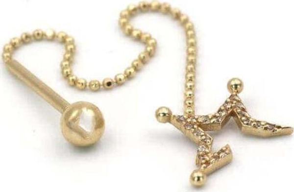 Lilarote Pırlanta Yarım Yıldız Tragus Altın Küpe - Image 1