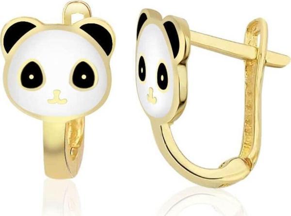 Lilarote Pırlanta Panda Figürlü Çocuk Altın J Küpe - Image 1