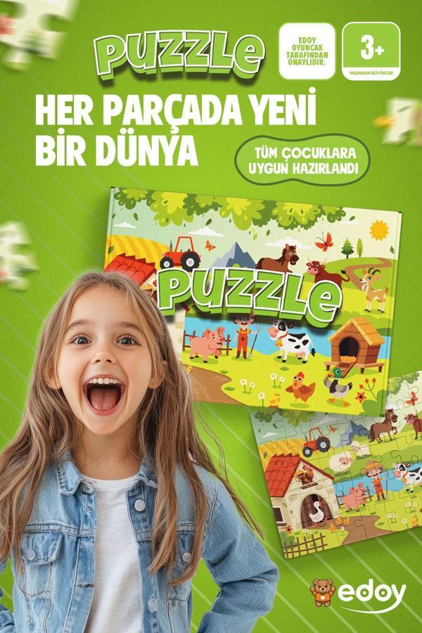 Edoy Farm2 Çocuklar İçin 24 Parça Puzzle - El-Göz Koordinasyonu Ve Yaratıcılığı Destekler - Image 1