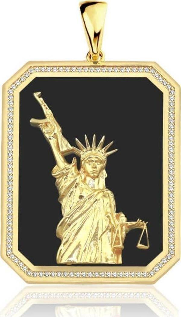 Lilarote Pırlanta Mineli Özgürlük Heykeli Kolye Ucu - Image 1