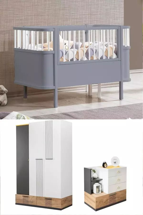 Bebek Odası, Trend Büyüyen Beşik, Relax 3 Kapaklı Dolap, Şifonyer - Image 1