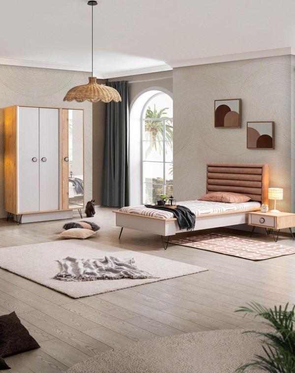 Dolunay Genç Odası - 3 Kapılı Dolap, Karyola, Komodin - Image 1