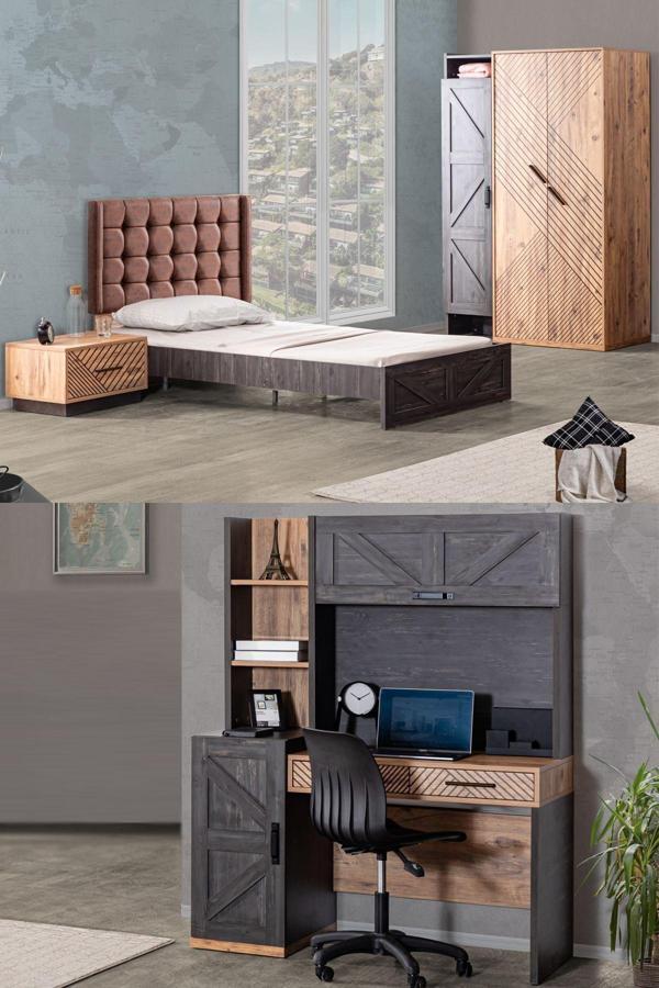 Elit Genç Odası - 3 Kapılı Dolap, Karyola, Komodin, Masa - Image 1