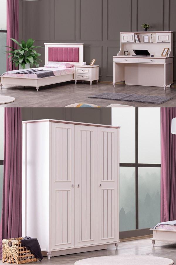Ezgi Genç Odası , 3 Kapılı Dolap, Karyola, Komodin, Masa - Image 1