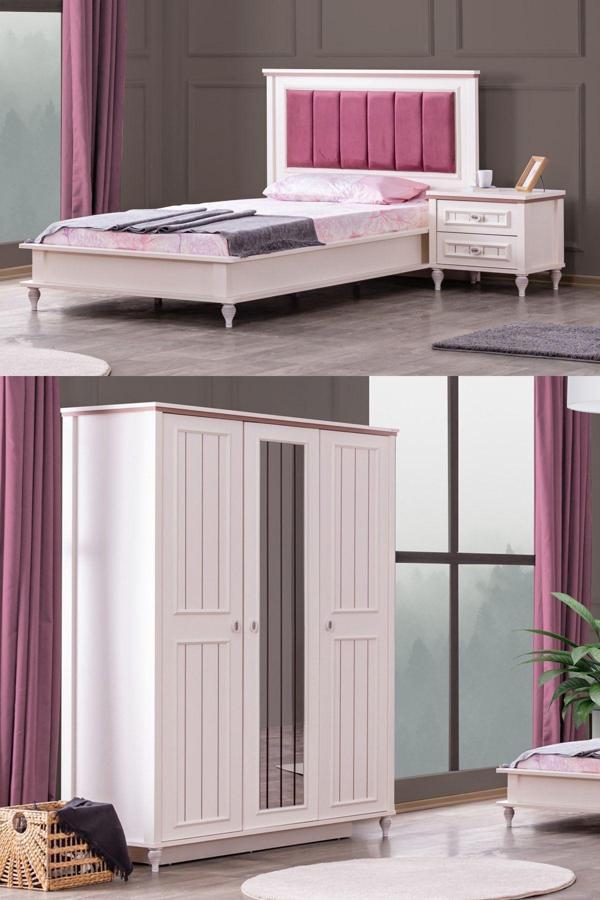 Ezgi Lüx Genç Odası - 3 Kapılı Dolap, Karyola, Komodin - Image 1