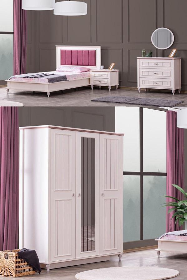 Ezgi Lüx Genç Odası - 3 Kapılı Dolap, Karyola, Komodin, Şifonyer - Image 1