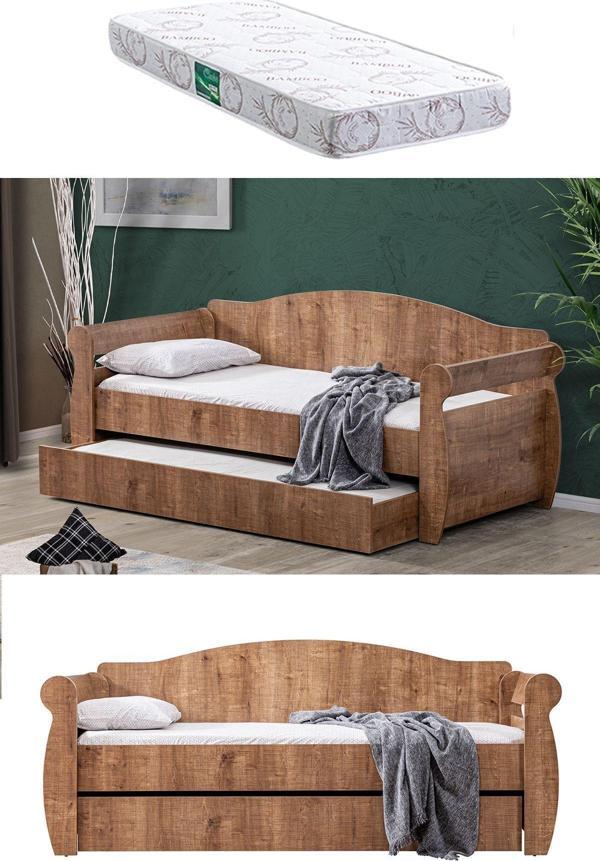 Yavrulu Karyola, Taht Yavrulu Yatak - Ceviz 1 Adet Comfort Yatak - Image 1
