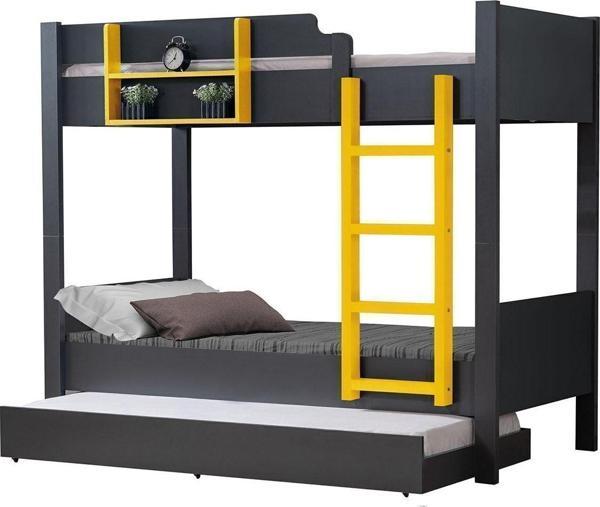 Ranza, Asya Ayrılabilir Yavrulu Ranza, Antrasit - Sarı + 2 Adet Comfort Yatak - Image 1