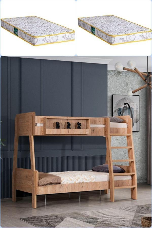 Ranza, Trend Geniş Ikili Ranza - Ceviz 2 Adet Comfort Yatak - Image 1