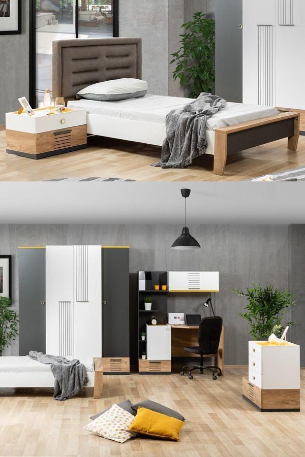 Relax Genç Odası - 4 Kapılı Dolap, Karyola, Komodin, Şifonyer, Çalışma Masası - Image 1