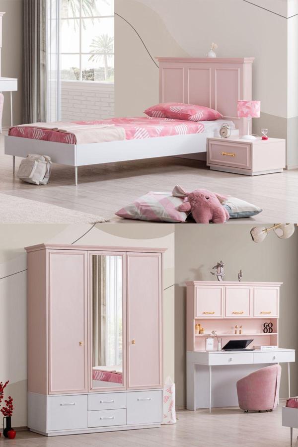 Rosa Genç Odası- 3 Kapılı Dolap, Karyola, Komodin, Masa - Image 1