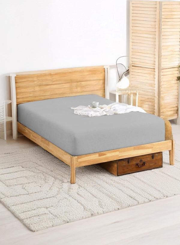 Penye Lastikli Çarşaf Pamuklu Jersey Çift Kişilik 160x200cm Gri - Image 1