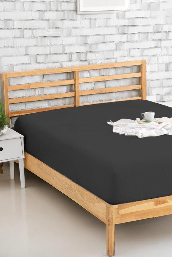 Penye Lastikli Çarşaf Pamuklu Jersey Battal Kişilik 180x200cm Antrasit - Image 1