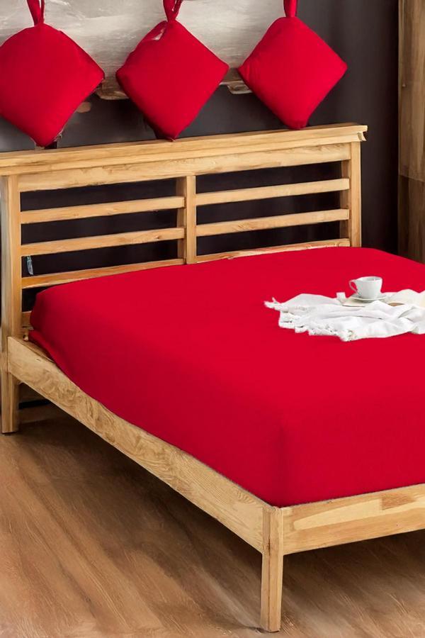 Penye Lastikli Çarşaf Pamuklu Jersey Battal Kişilik 180x200cm Bordo - Image 1