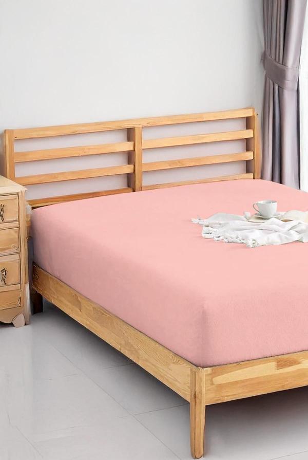 Penye Lastikli Çarşaf Pamuklu Jersey Battal Kişilik 180x200cm Pembe - Image 1