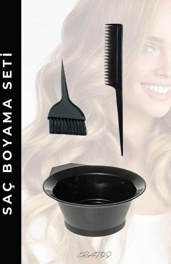 Eratos Saç Boya Fırçası Krepe Tarağı Boya Kabı Saç Boyama Seti - Image 1