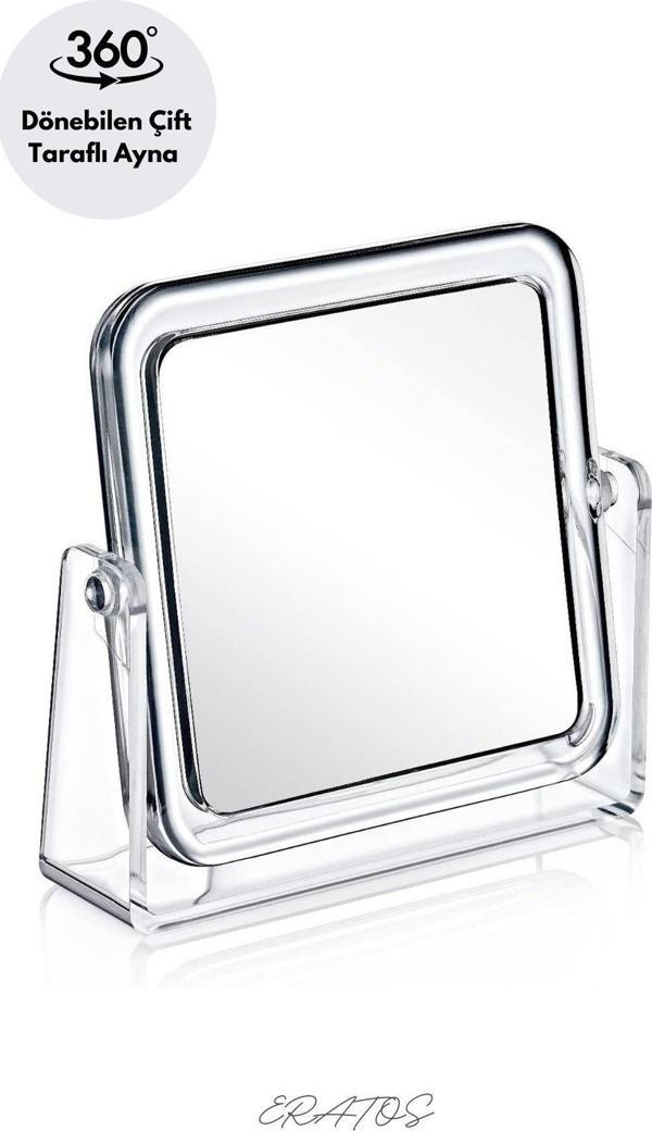 Eratos Şeffaf Çerçeveli Masa Üstü Kare Makyaj Aynası - Image 1