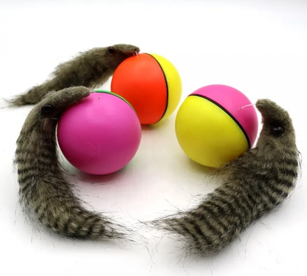 Hareketli Sesli Peluş Toplu Fare Pilli Kedi Oyuncağı 8 CM - Image 1