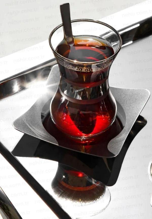 Nehir karanfil çelik çay tabak - bardak altlığı çay tabağı 12 li - Image 1
