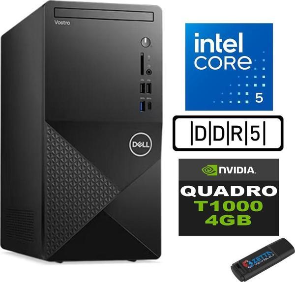 Dell Vostro 3030 mt Intel Core I5 12400 48GB Ddr5 512GB SSD Windows 11 Pro Quadro T1000-4GB Masaüstü Bilgisayar N3030I5T1000P22 + Zetta USB Bellek - Image 1