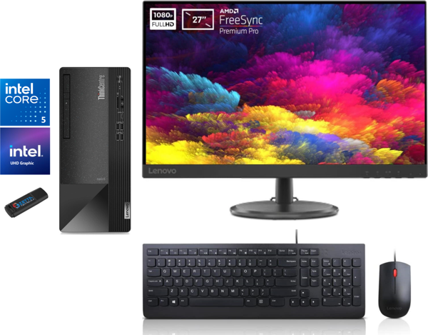 Lenovo Thınkcentre Neo 50T Gen4 Intel İ5-12500 8gb 4tb SSD 27"monitör Windows 11 Pro Masaüstü Bilgisayar WN12JB005BTRW05+Zetta  USB Bellek - Image 1