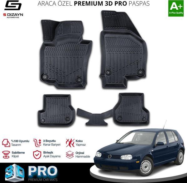 S-Dizayn VW Golf 4 3D Pro Havuzlu Paspas 1997-2005 A+ Kalite - Image 1