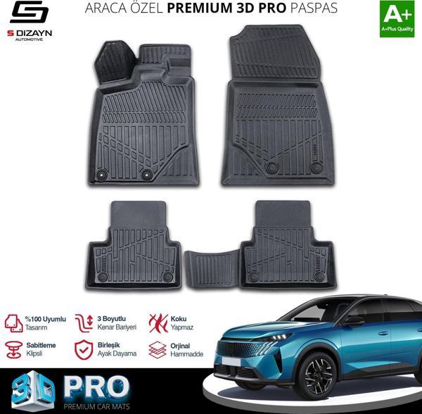 S-Dizayn Peugeot 3008 Hybrid 3D Pro Havuzlu Paspas 2024 Üzeri A+ Kalite - Image 1