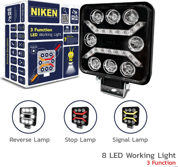 Niken Çalışma Lambası Pro 8 Led 3 Fonksıyon Kare - Image 1