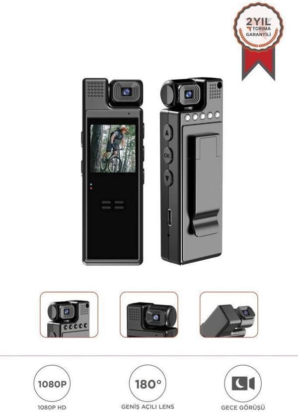 Torima CMR-19 Siyah 4k 180 Derece Vücut Kamerası Wifi Gece Görüşlü Aksiyon Kamerası - Image 1